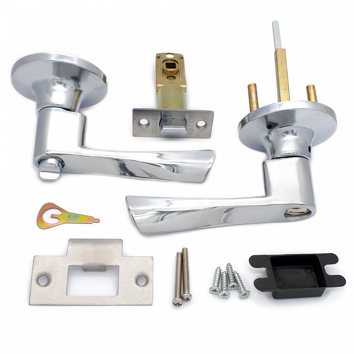 Ручка-защелка нажимная межкомнатная SOLLER R 860 ВКСР хром без ключа с фиксатором