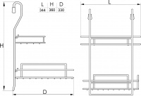 Полка угловая двойная для рейлига d-16 мм SOLLER 344*330*360 мм