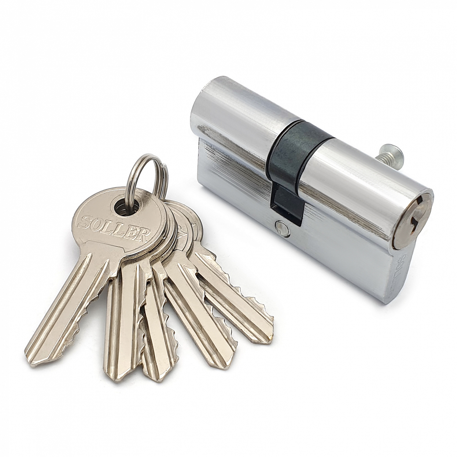 Механизм цилиндровый SOLLER F5 хром 60мм, 5 ключей латунь/металл (25+10+25) Cu.S