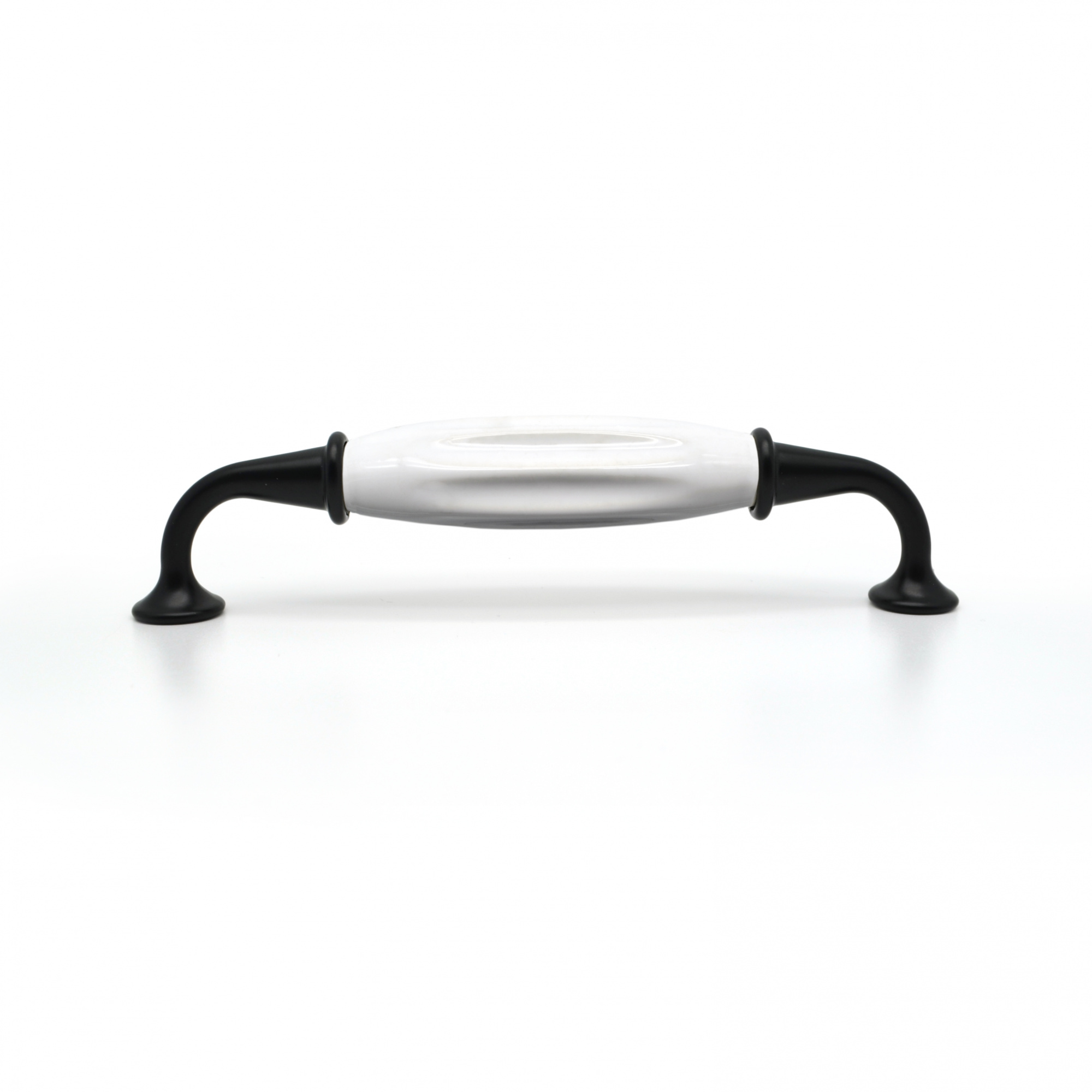 Ручка мебельная с белой керамической вставкой SOLLER 1259-128 черная 128 мм