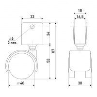 Опора колесная SOLLER 40 мм для ДСП