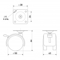 Опора колесная со стопором SOLLER 50 мм