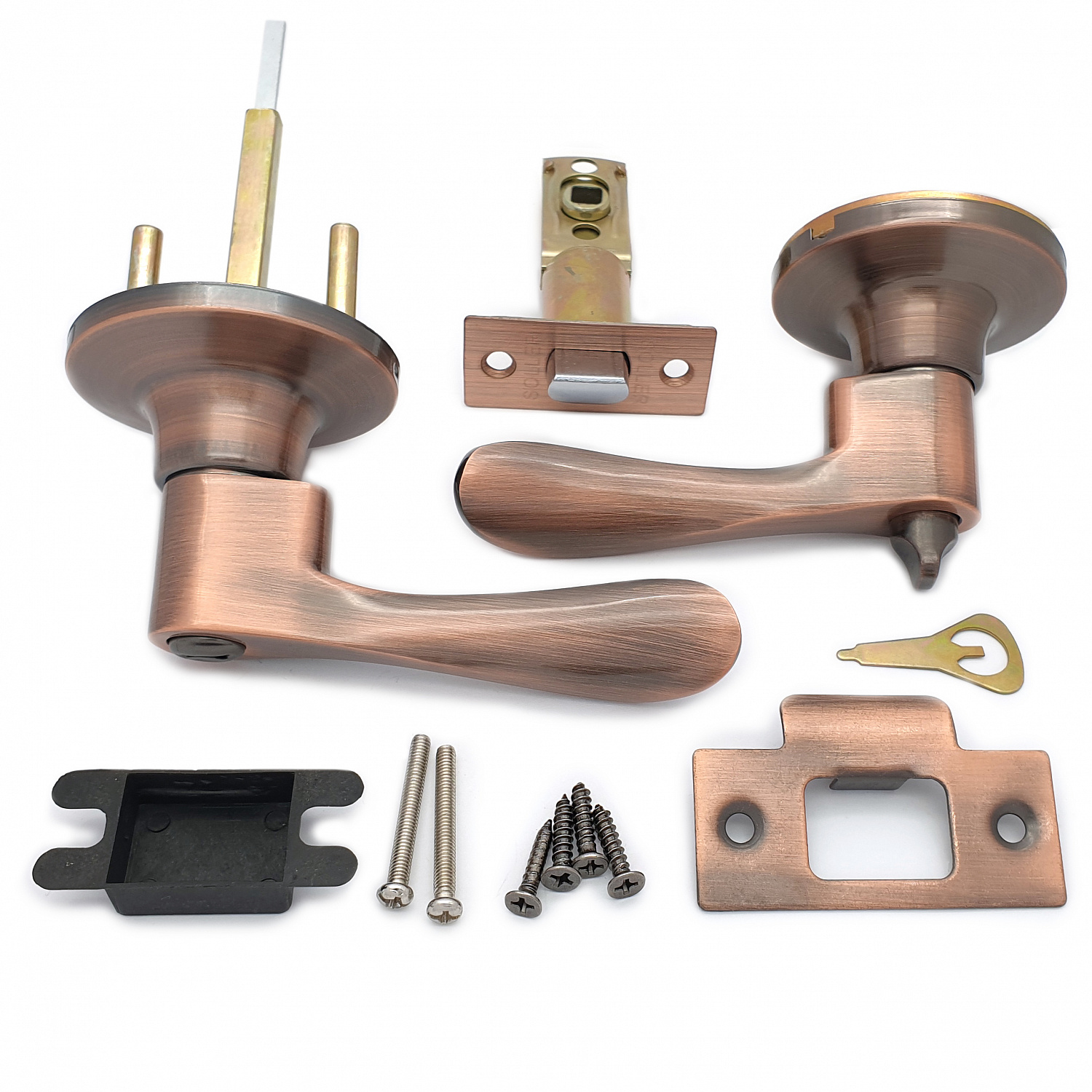 Ручка-защелка нажимная  межкомнатная SOLLER R 891 ВКАС медь без ключа с фиксатором