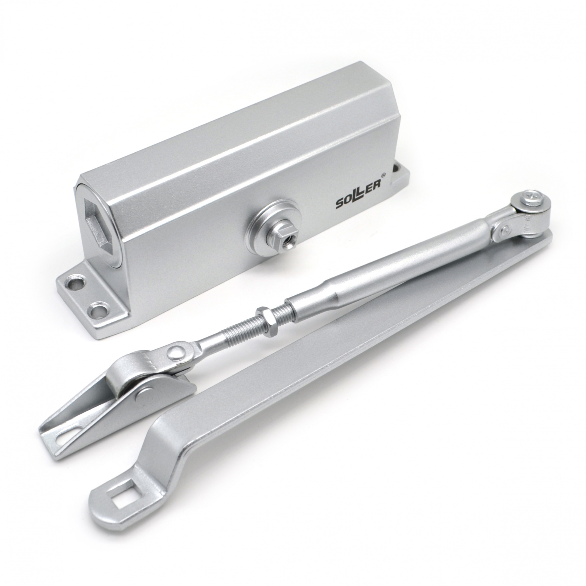 Доводчик дверной SOLLER №301 серый для дверей весом 40-50 кг