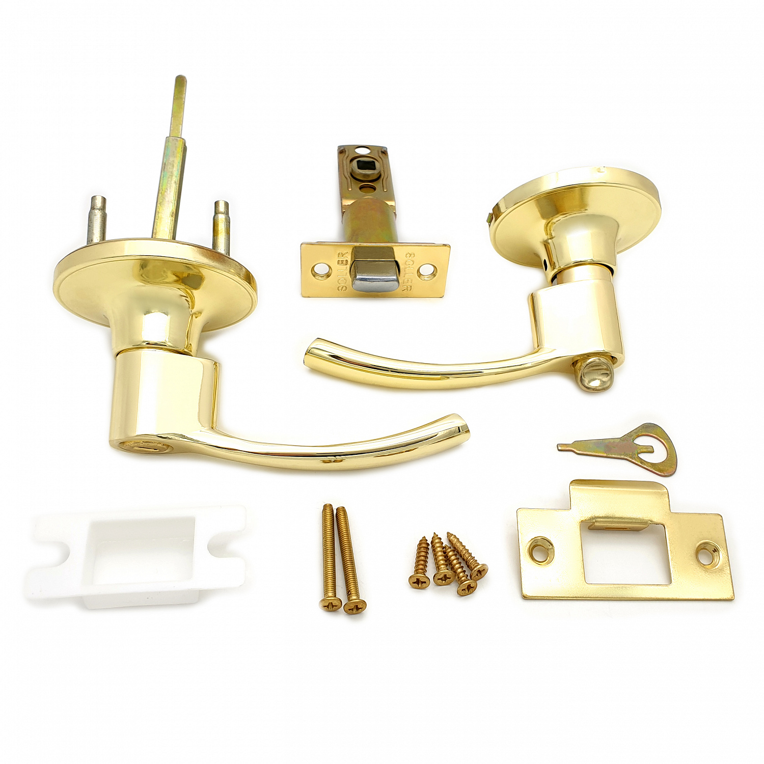 Ручка-защелка нажимная межкомнатная SOLLER R 3905 ВКРВ золото без ключа с фиксатором