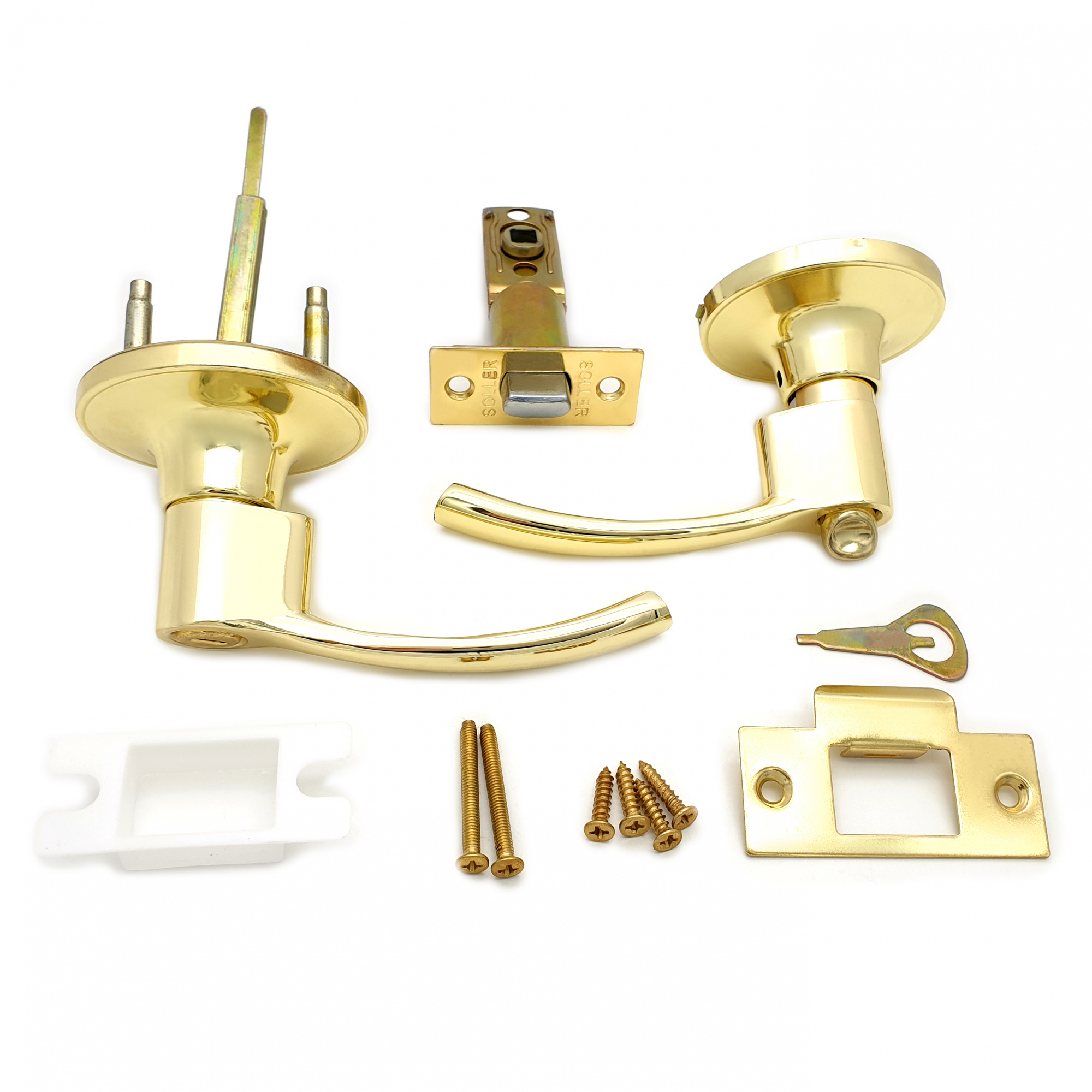 Ручка-защелка нажимная межкомнатная SOLLER R 3905 ВКРВ золото без ключа с фиксатором