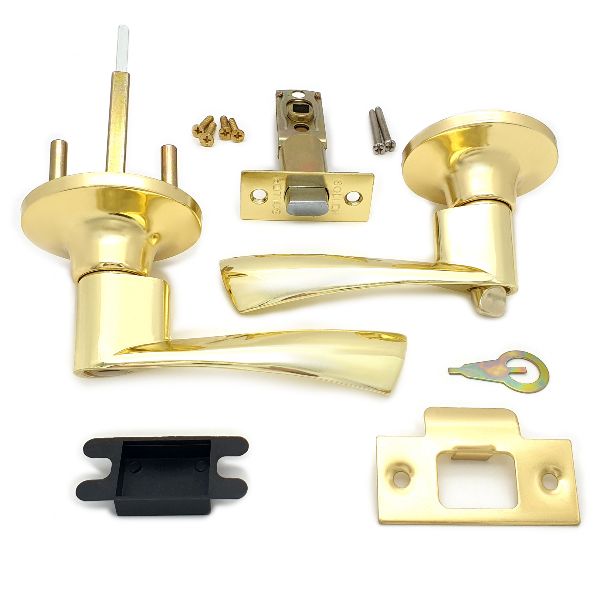 Ручка-защелка нажимная межкомнатная SOLLER R 860 ВКРВ золото без ключа с фиксатором