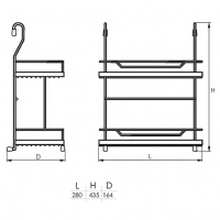 Полка двойная для рейлинга d-16 мм SOLLER KS-2060 280*165*430 мм