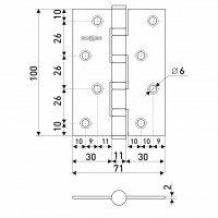 Петля дверная прямая 4" SOLLER бронза (сталь 100*70*2)