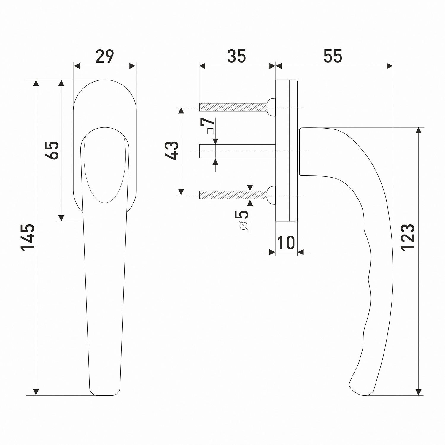 Ручка оконная Комфорт 35 мм белая, 8 позиционная