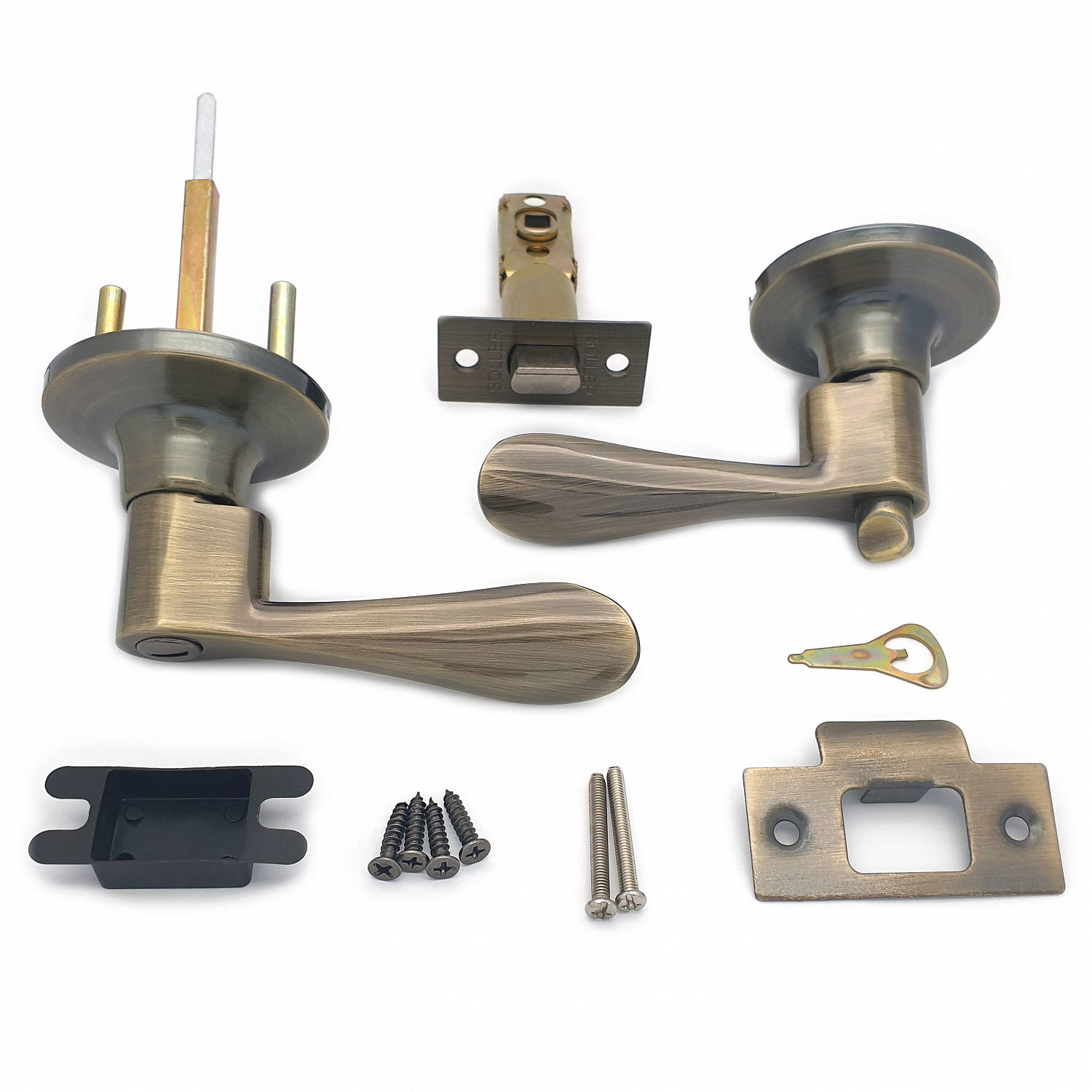 Ручка-защелка нажимная межкомнатная SOLLER R 891 ВКАB бронза без ключа с фиксатором