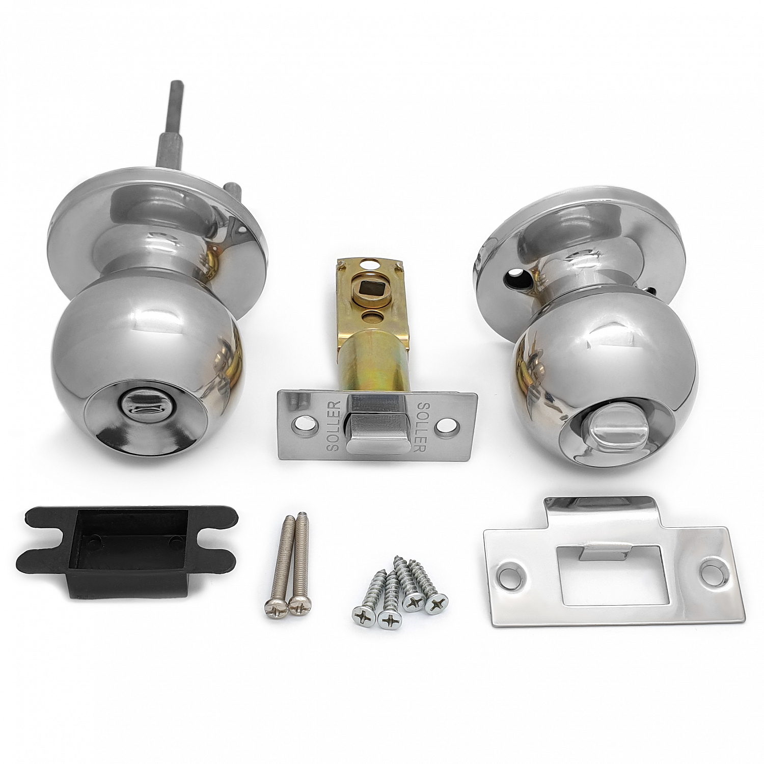 Ручка-защелка /кноб/межкомнатная SOLLER ЗШ-03 ВКСР хром без ключа с фиксатором