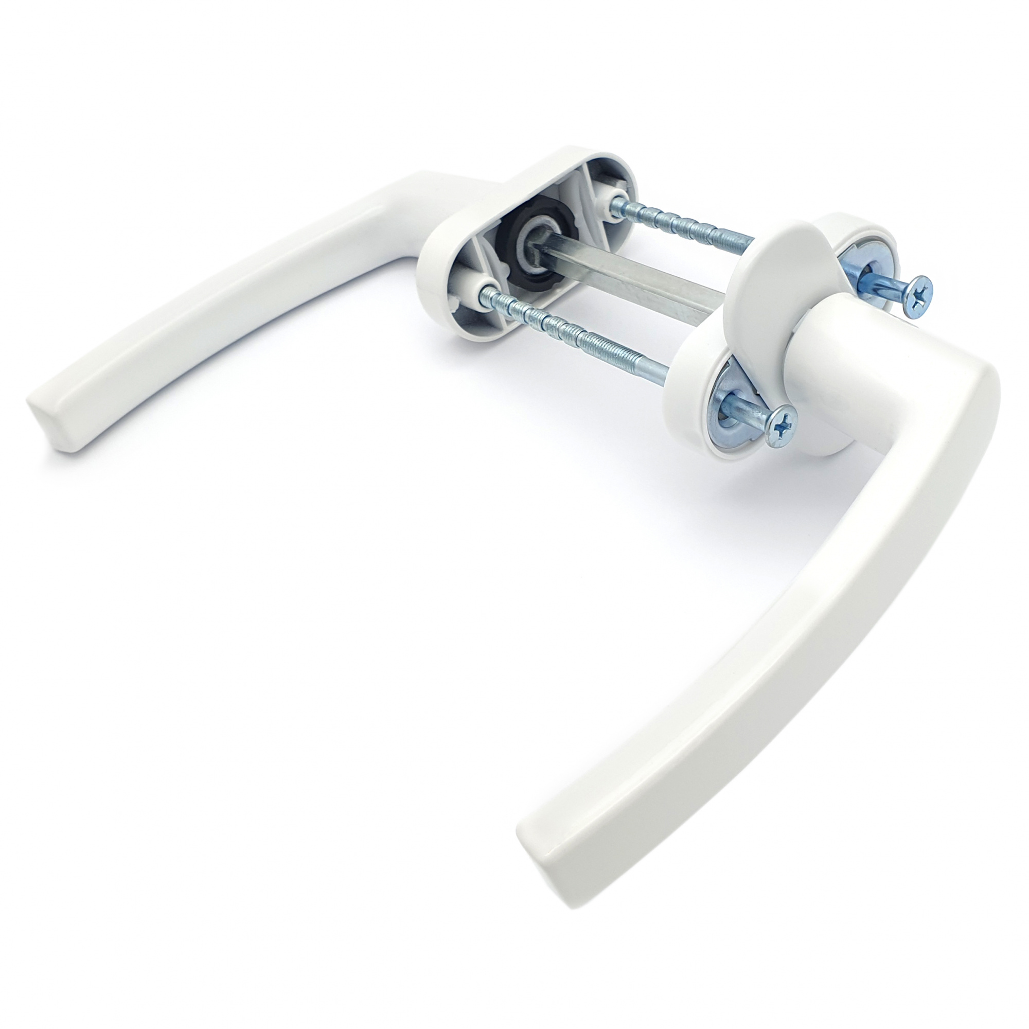 Ручка оконная двухсторонняя алюминиевая, бел.симметр. BHS-F-04