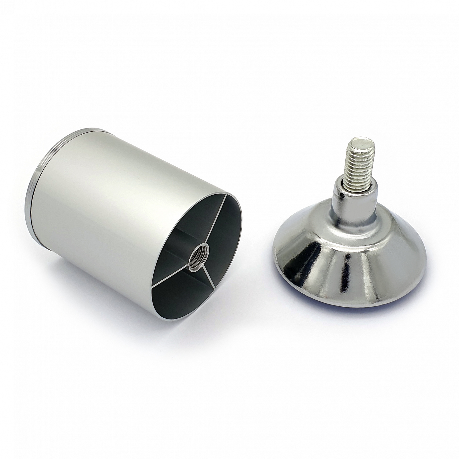 Опора мебельная регулируемая SOLLER 50*100/1 матовый хром алюминий