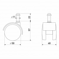 50мм опора колесная для офисных кресел ОКП51-О