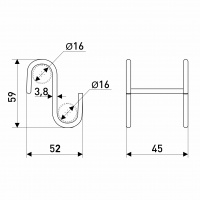Крючок S-образный двойной для рейлинга d-16 мм SOLLER Z-7 