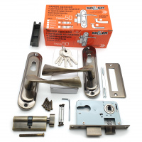 Замок врезной с ручками на планке SOLLER 50/76AB бронза ключ-вертушка ЦМВ70