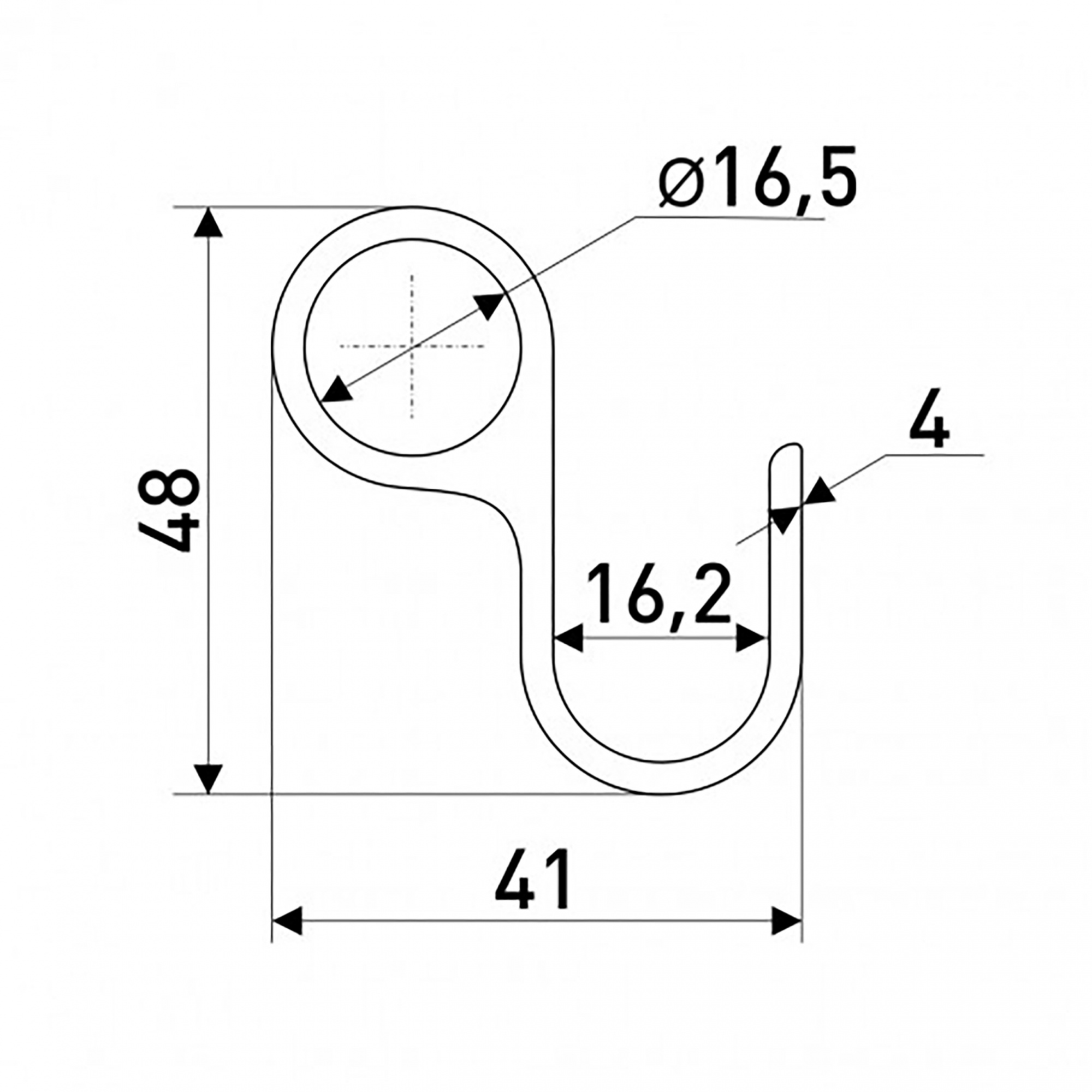 Крючок с отверстием для рейлинга черный SOLLER Z-8 d-16