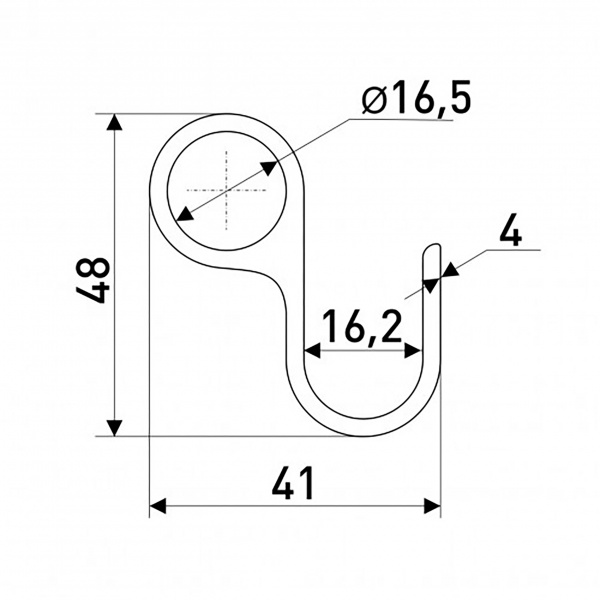 Крючок с отверстием для рейлинга черный SOLLER Z-8 d-16