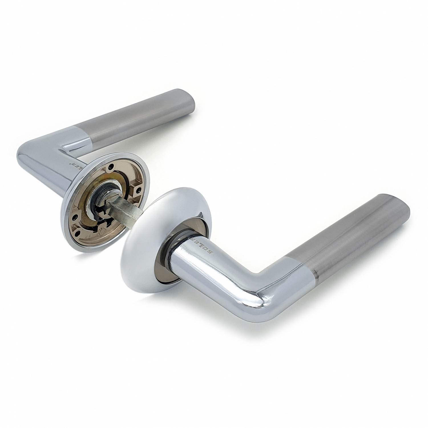 Комплект дверных ручек SOLLER ZY-506 CP/SS хром/матовый никель