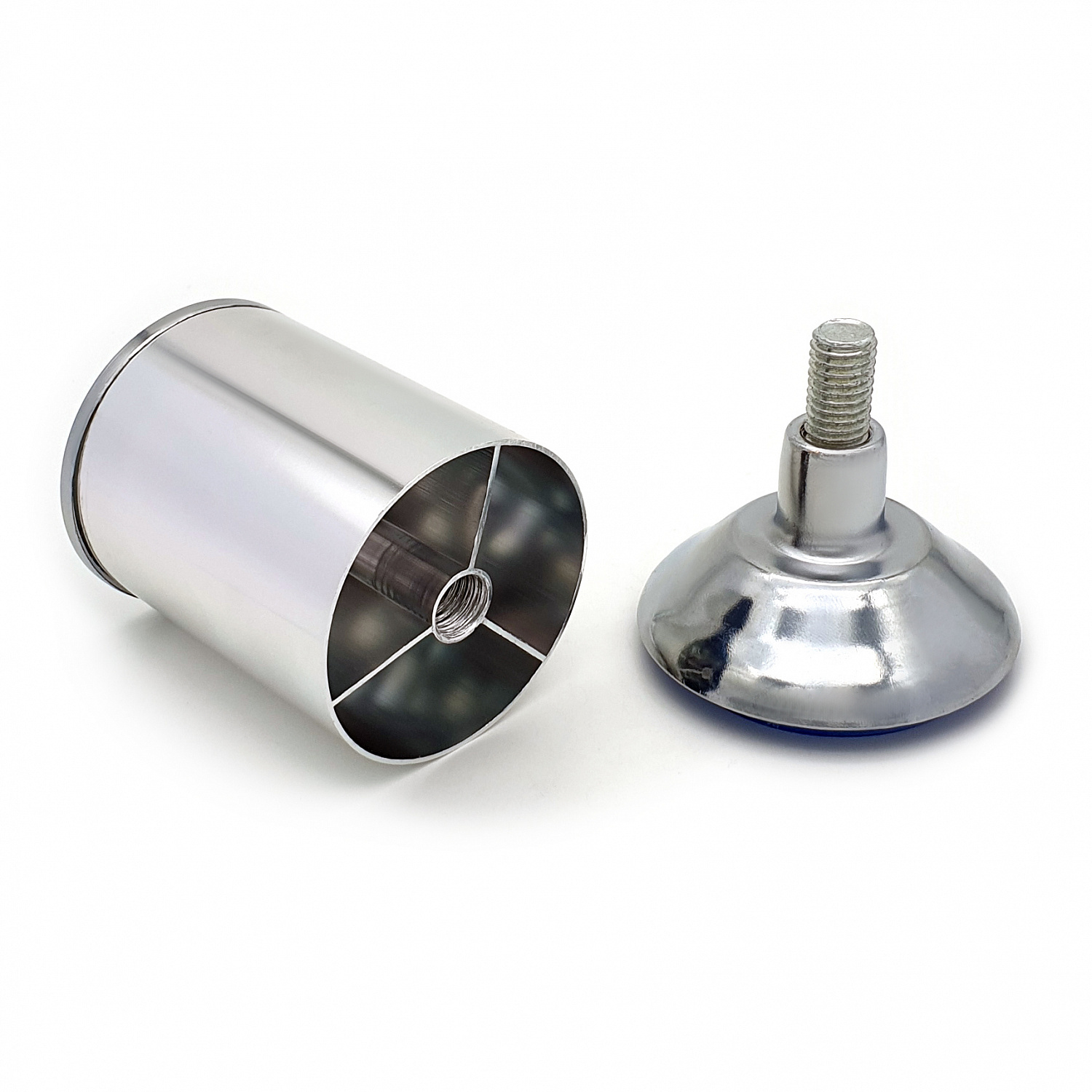 Опора мебельная регулируемая SOLLER 001А 50*100 мм глянцевый хром алюминий