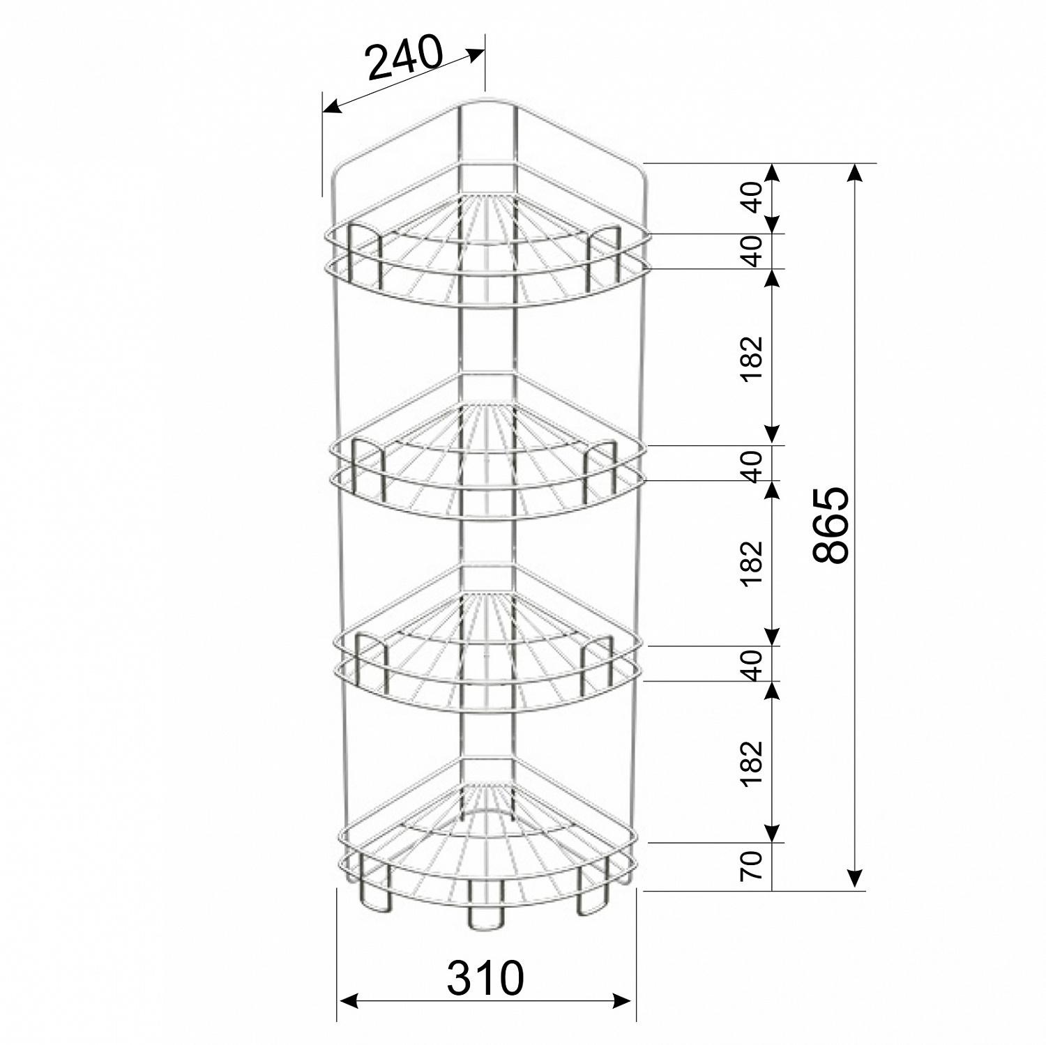 Полка для ванной угловая 4-х ярусная напольно-настенная хром зеркальный