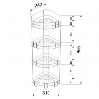 Полка для ванной угловая 4-х ярусная напольно-настенная хром зеркальный