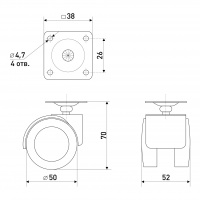 Опора колесная резиновый ход 50 мм