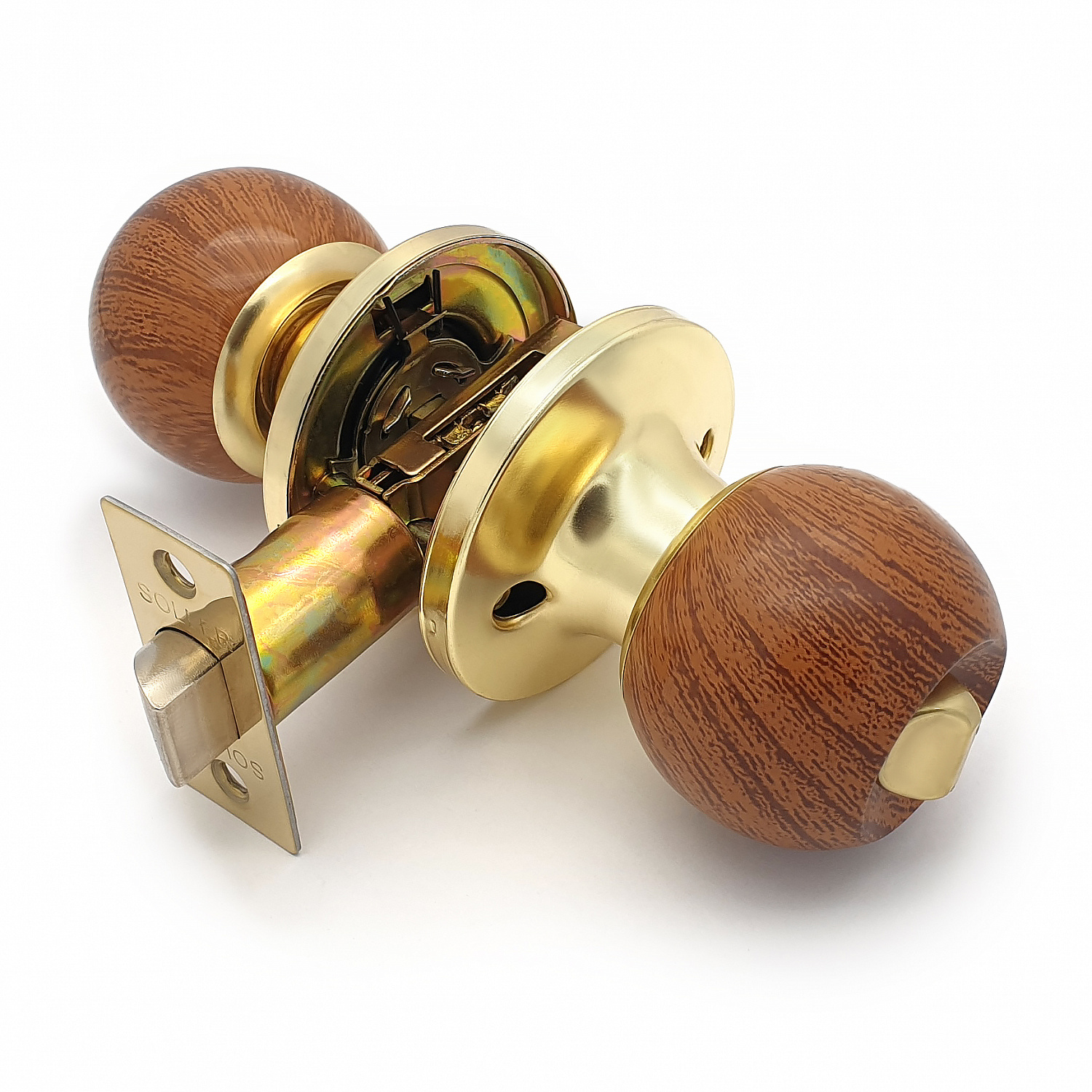 Ручка-защелка /кноб/  межкомнатная SOLLER 7818 BKPB золото без ключа с фиксатором