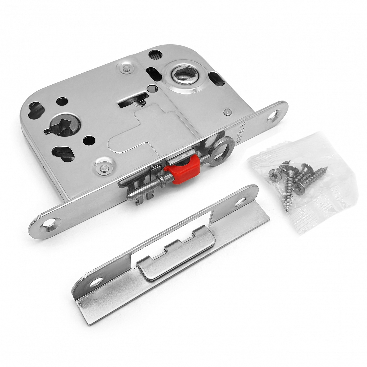 Замок врезной для дверей с притвором SOLLER 2014-CP хром (72мм 8мм) ключ/флажок с ответной планкой 30 мм