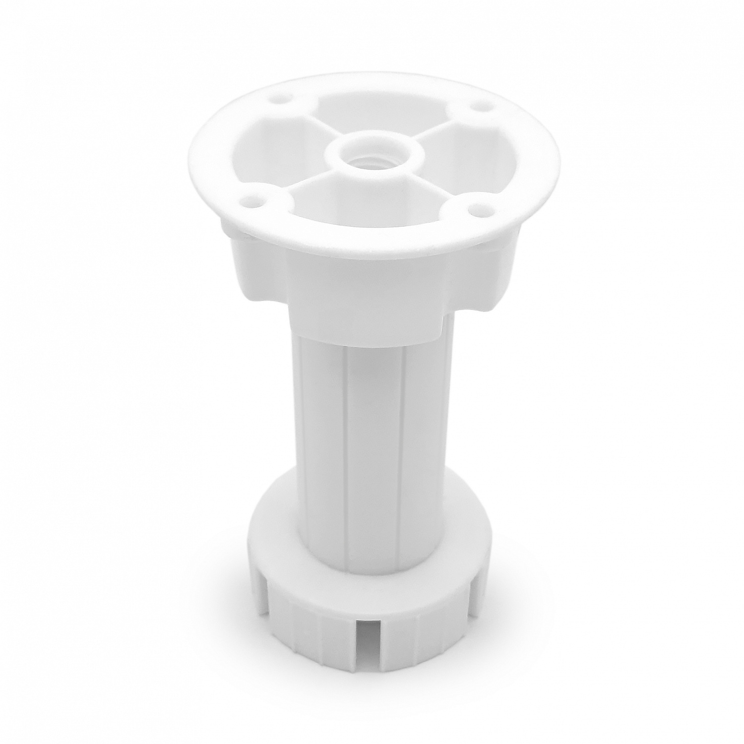 Опора кухонная 100 мм неразборная регулируемая 95-130 мм пластик белая