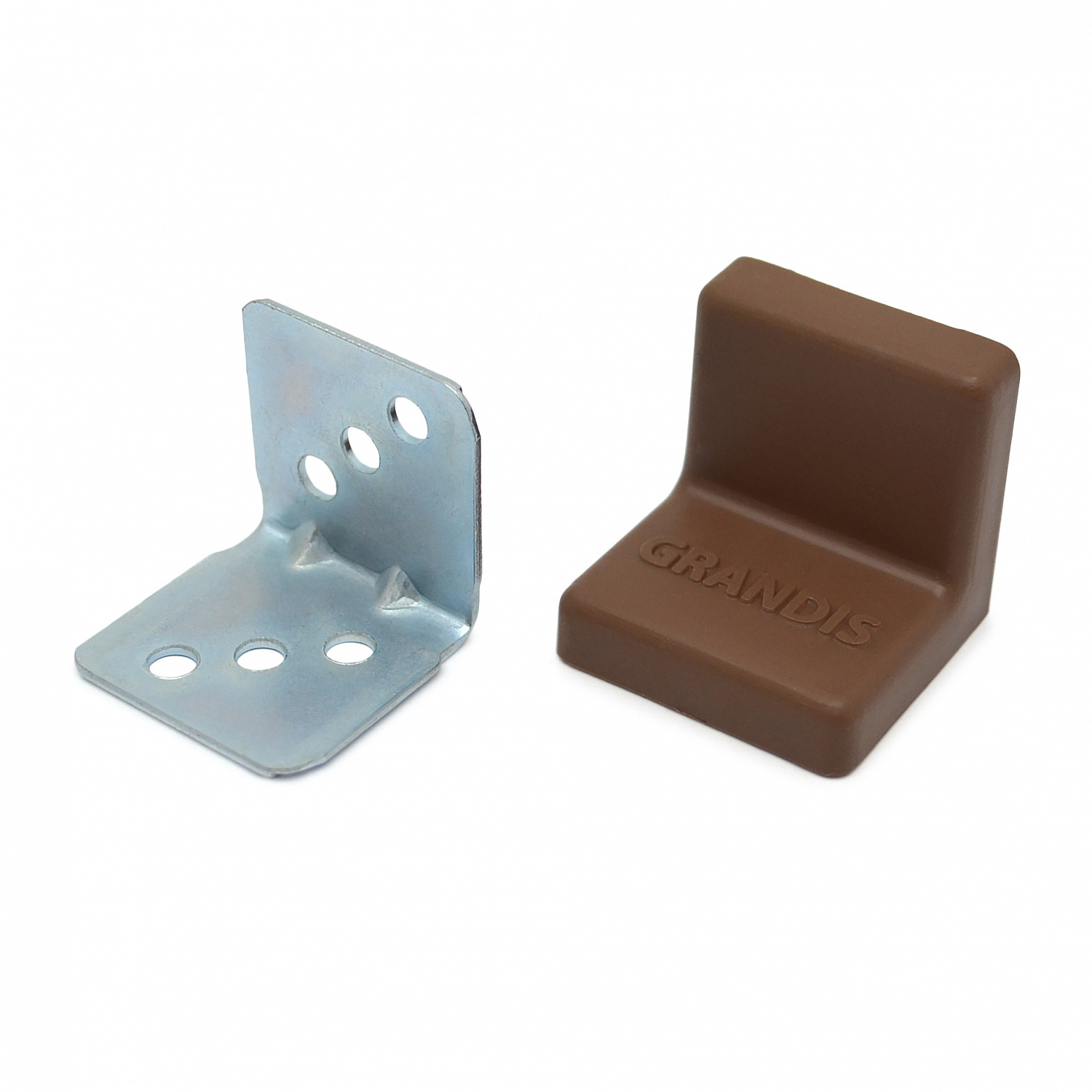 Уголок мебельный 25*25 мм основа металл + декор пластик орех