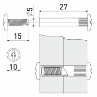 Стяжка межсекционная резьба М4 5*30 мм