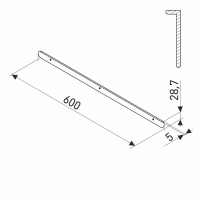 Планка для столешниц "Скиф" 28 мм 600 мм торцевая левая матовый хром