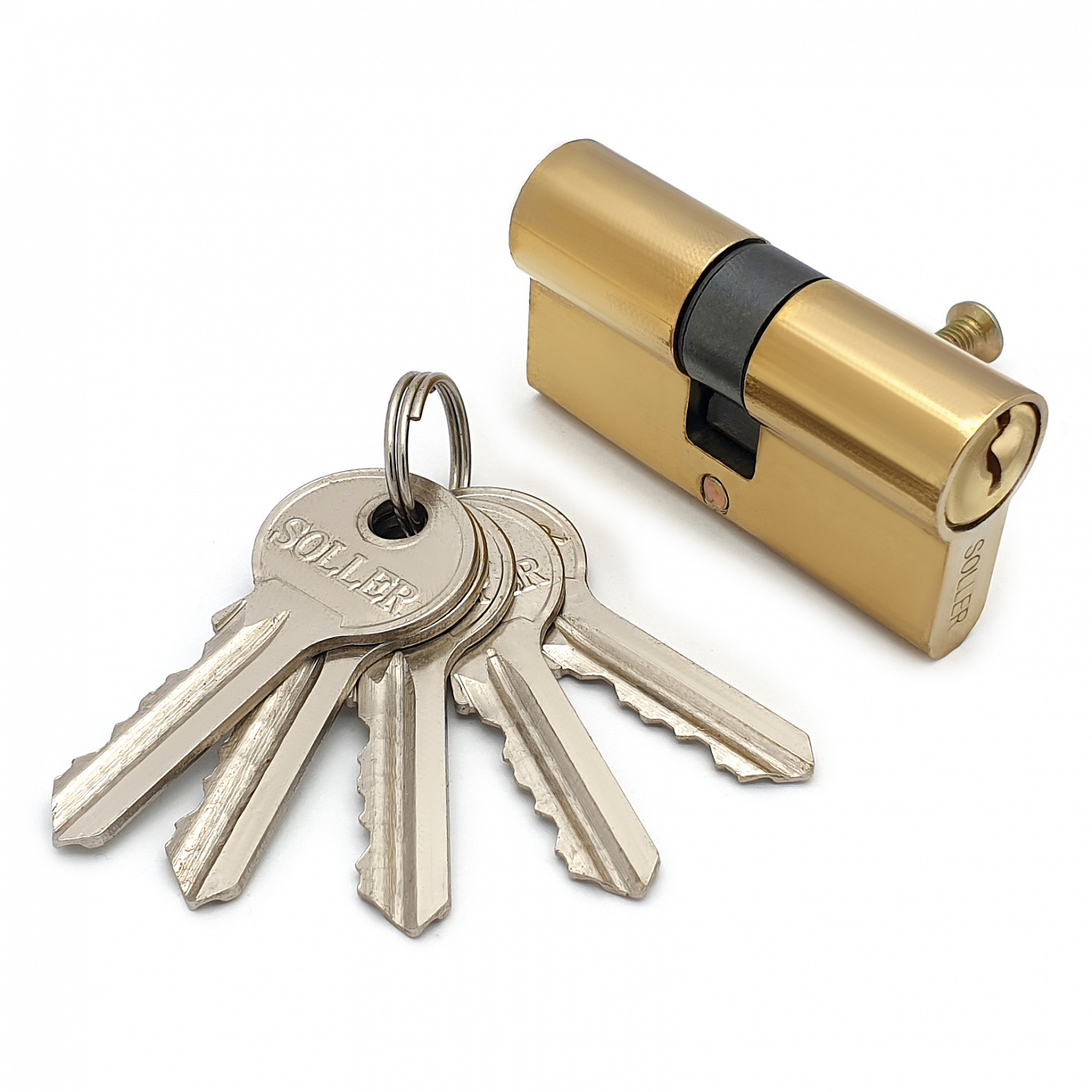 Механизм цилиндровый SOLLER F5 золото 60мм, 5 ключей (25+10+25) Zn.S