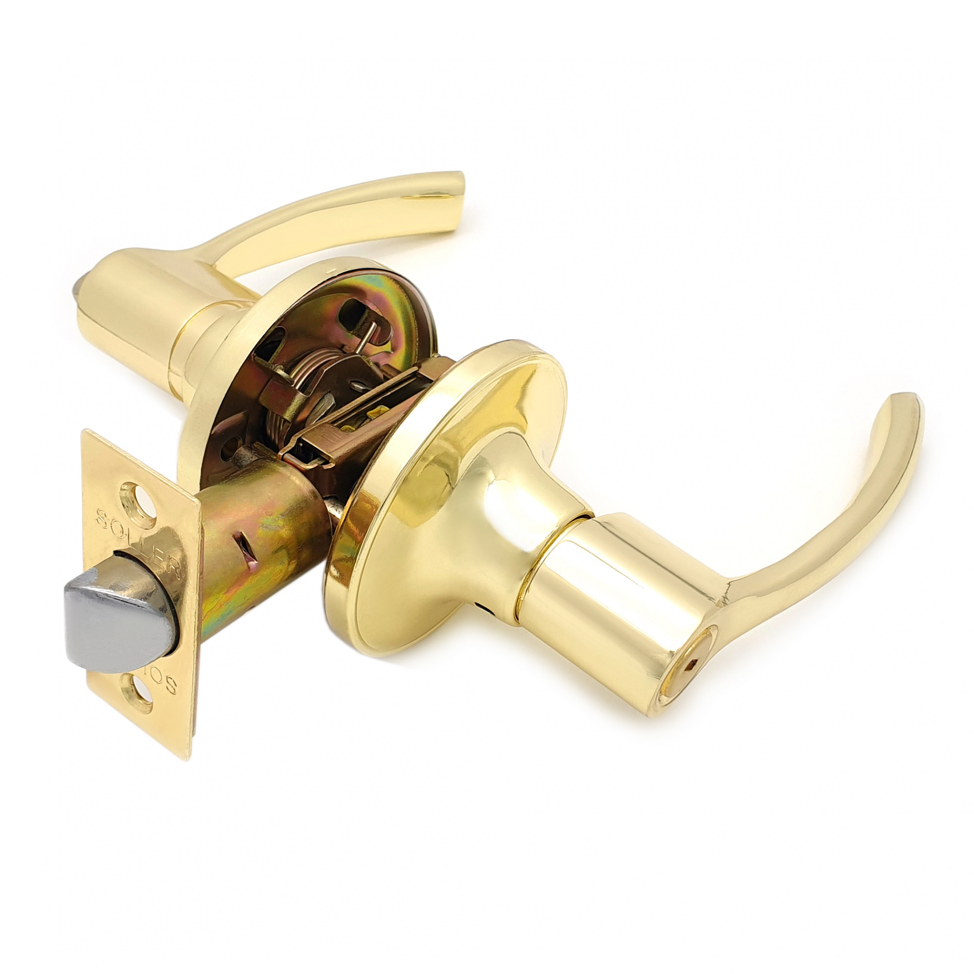 Ручка-защелка нажимная межкомнатная SOLLER R 3905 ВКРВ золото без ключа с фиксатором
