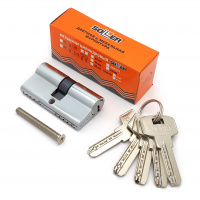 Механизм цилиндровый SOLLER F5 хром 60мм, 5 ключей латунь/металл, профильный ключ (25+10+25) Cu.C