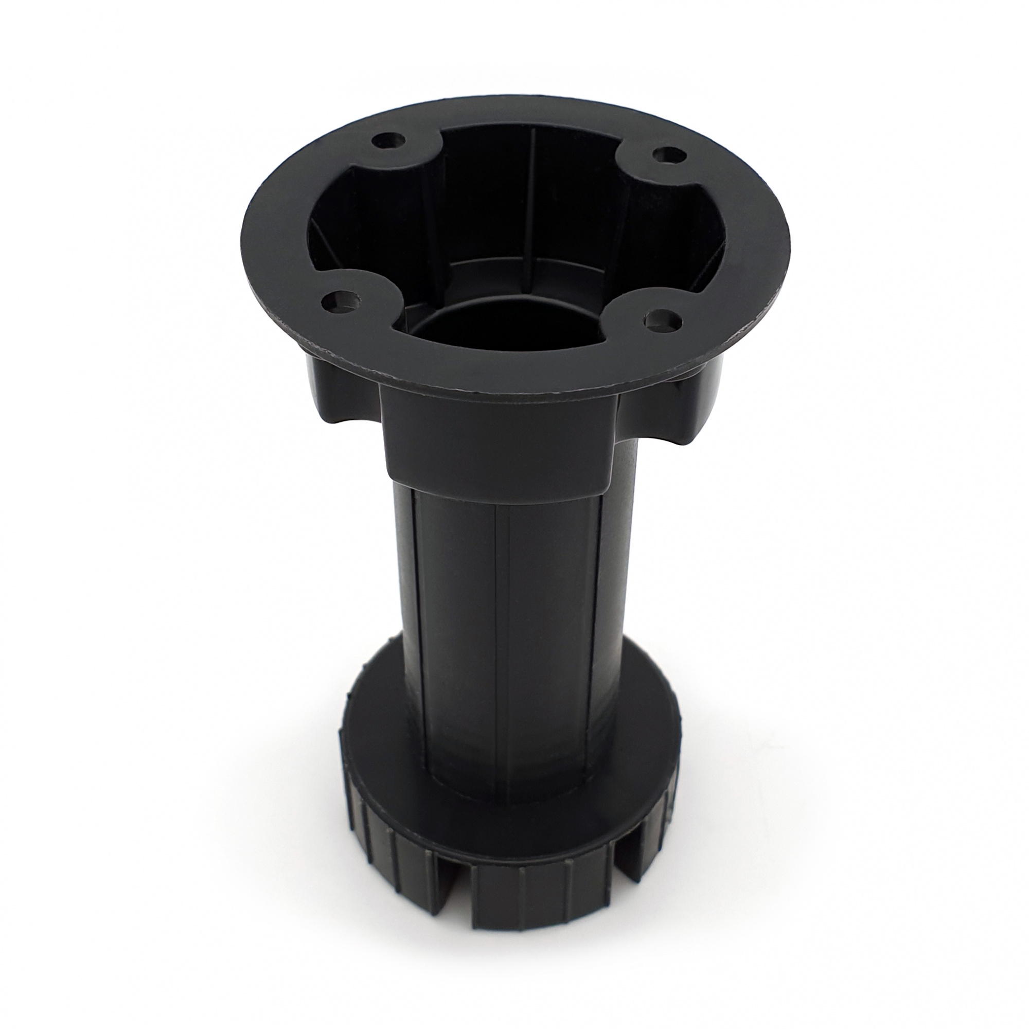 Опора кухонная 100 мм неразборная под саморезы регулируемая 95-130 мм пластик черная