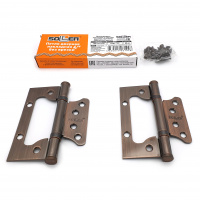 Петля дверная накладная 4" SOLLER медь (сталь 100*75*2) бабочка без врезки