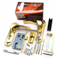 Замок врезной с ручками на планке SOLLER 50/76РВ золото ключ-ключ ЦМ