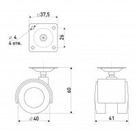 Опора колесная резиновый ход 40 мм