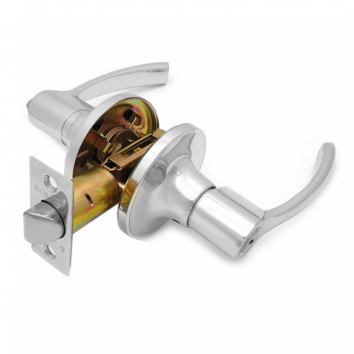 Ручка-защелка нажимная межкомнатная SOLLER R 3905 ВКСР хром без ключа с фиксатором