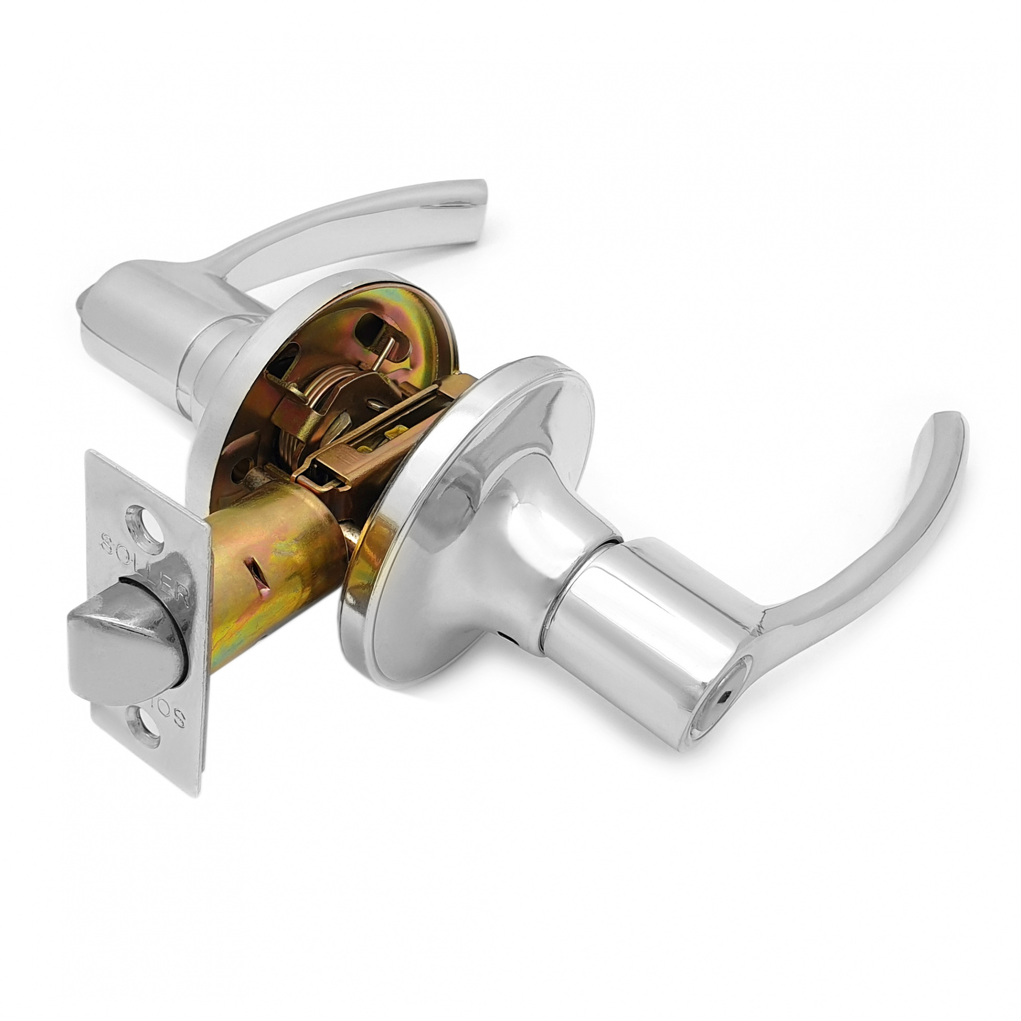 Ручка-защелка нажимная межкомнатная SOLLER R 3905 ВКСР хром без ключа с фиксатором