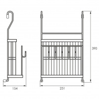 Полка для ножей и разделочной доски на рейлинг d-16 мм SOLLER KS-2057 251*154*390 мм