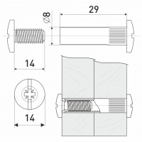 Стяжка межсекционная резьба М6 8*30 мм