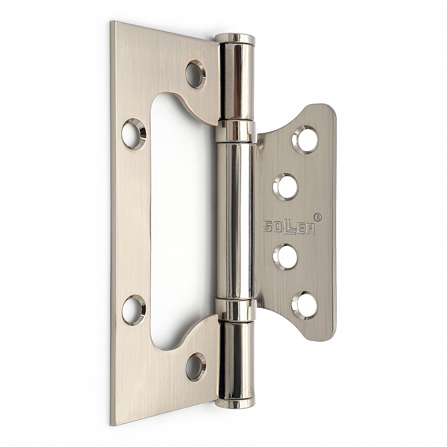 Петля дверная накладная 4" SOLLER никель (сталь 100*75*2) бабочка без врезки