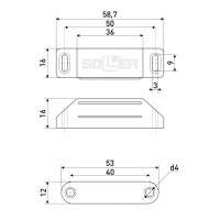 Магнит мебельный SOLLER L-60 h-15 мм белый