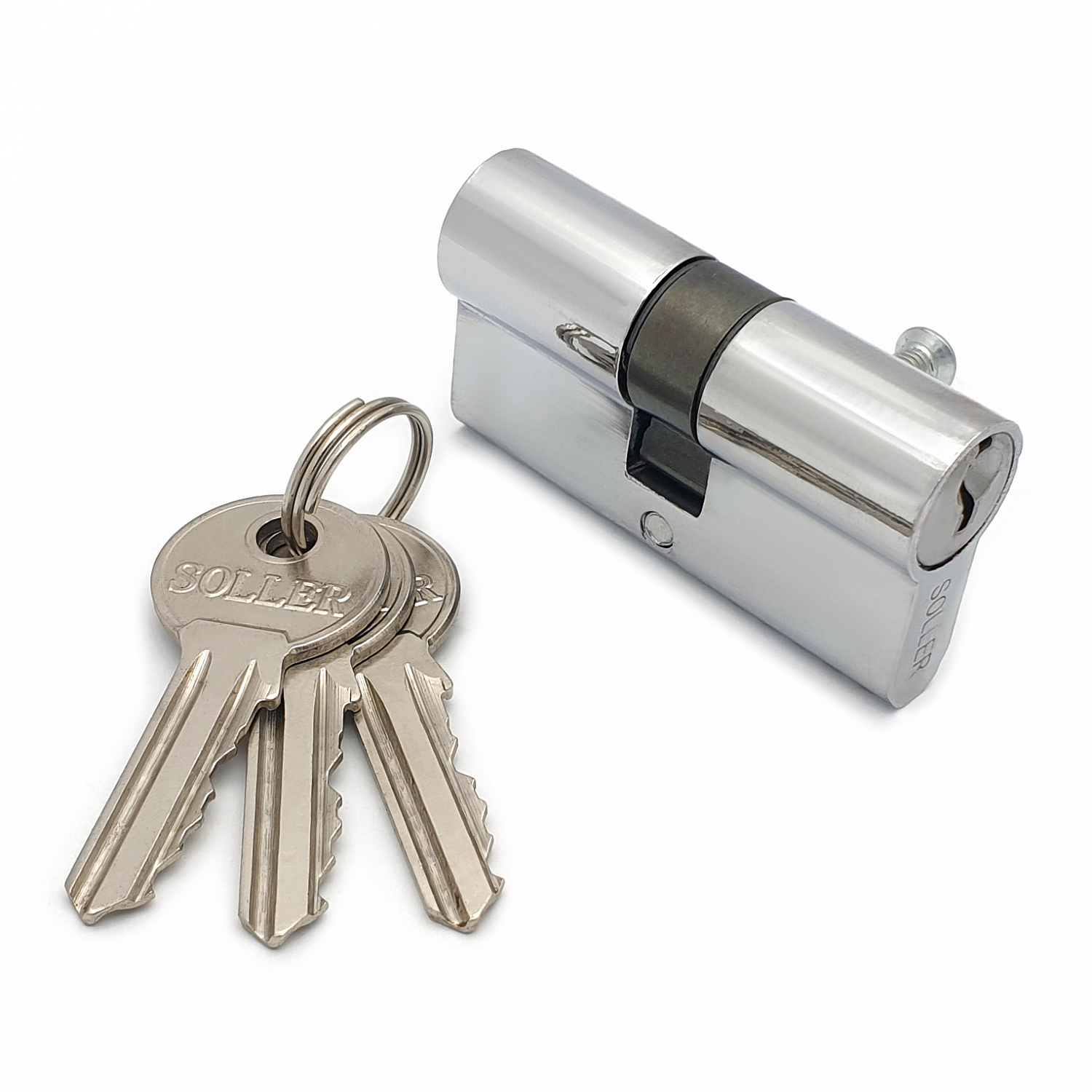 Механизм цилиндровый SOLLER F3 хром 60мм, 3 ключа (25+10+25) Zn.S