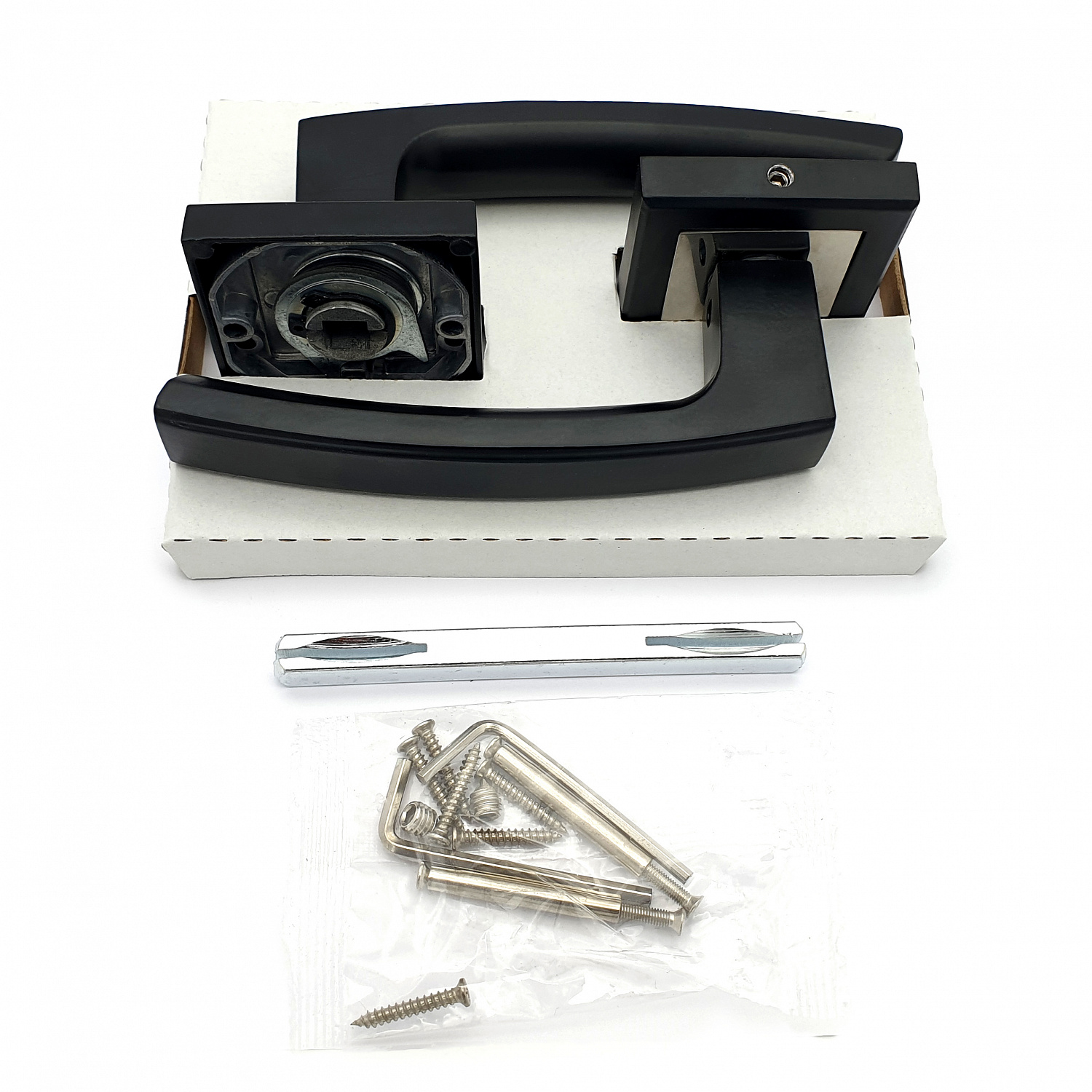 Комплект дверных ручек SOLLER KR-81AE8S  черный/хром 