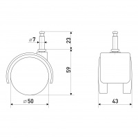 Опора колесная со штырем SOLLER 50 мм